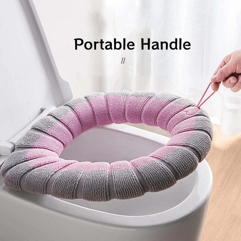 4/1 Pieces Toilet Seat Pad Toilet Seat Covers with Handle Soft Bathroom Toilet Lid Cover Cushion Thicker Stretchable Washable