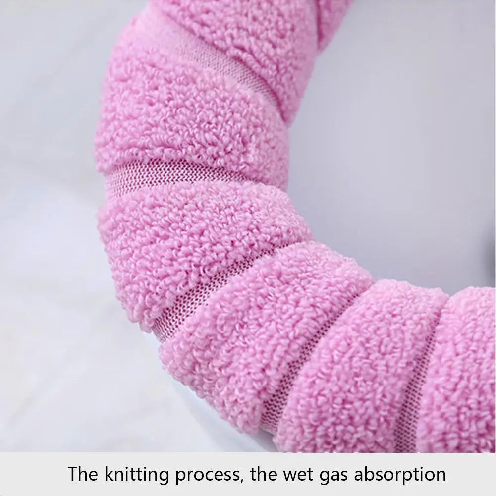 Winter Warm Toilet Seat Cover Closestool Mat 1Pcs Washable Bathroom Accessories Knitting Pure Color Soft O-shape Pad Toilet Seat