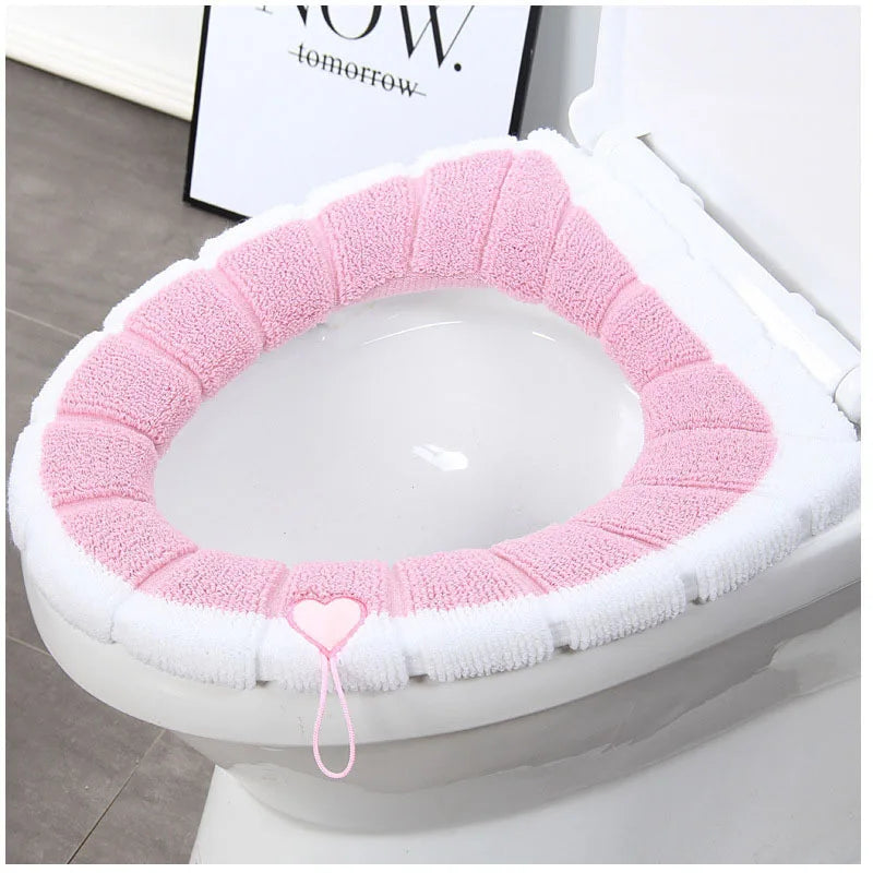 1PC Warm Comfy Toilet Seat Cover Bathroom Toilet Seat Closestool Washable Soft Warmer Mat Cover Pad Cushion Tapa WC Mat F1128