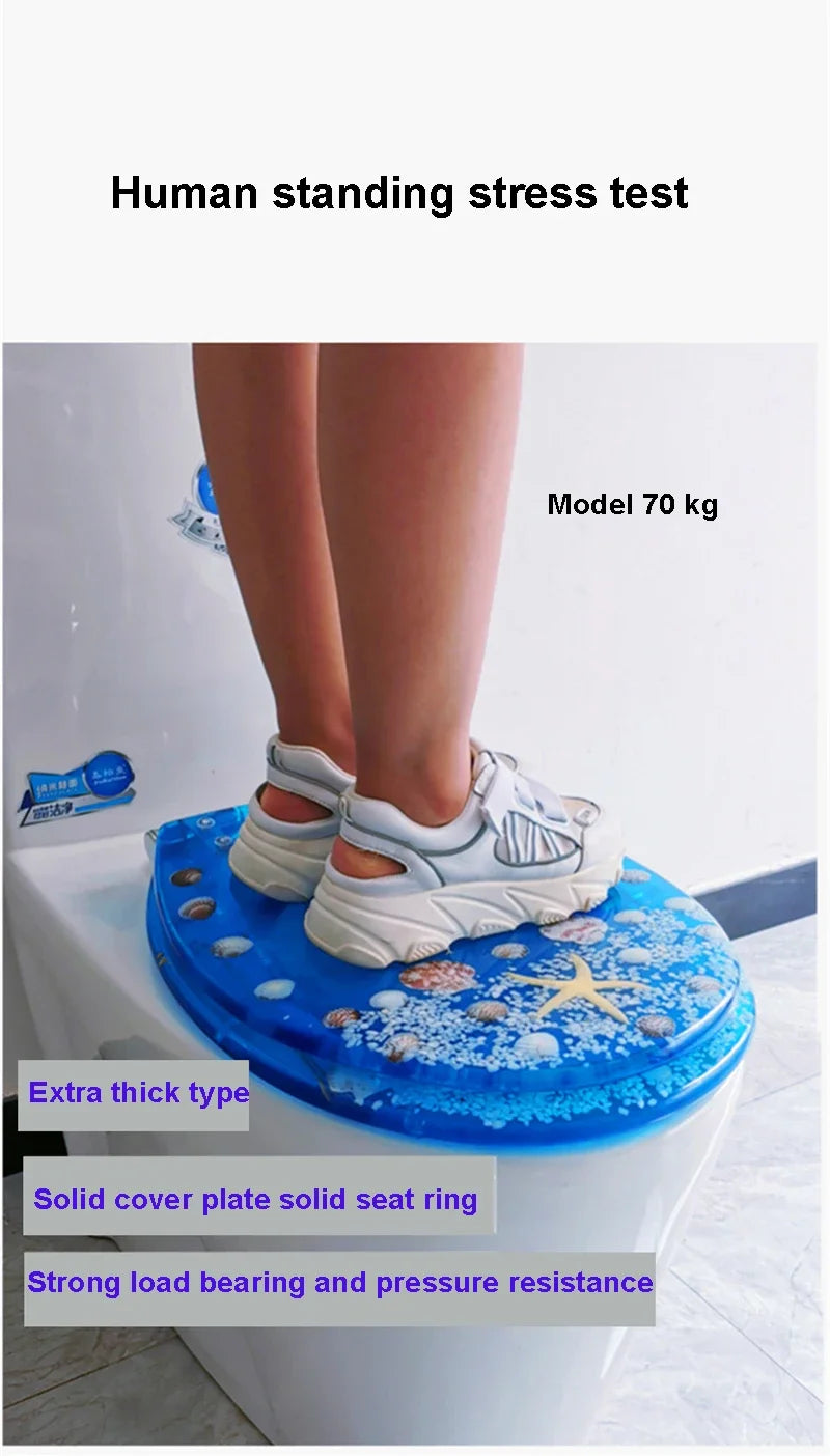 Beautiful Resin Toilet Seat Cover Stainless Steel Slow Down Toilet Cover Mute Thickened U/V/O Universal tapa de baño wc