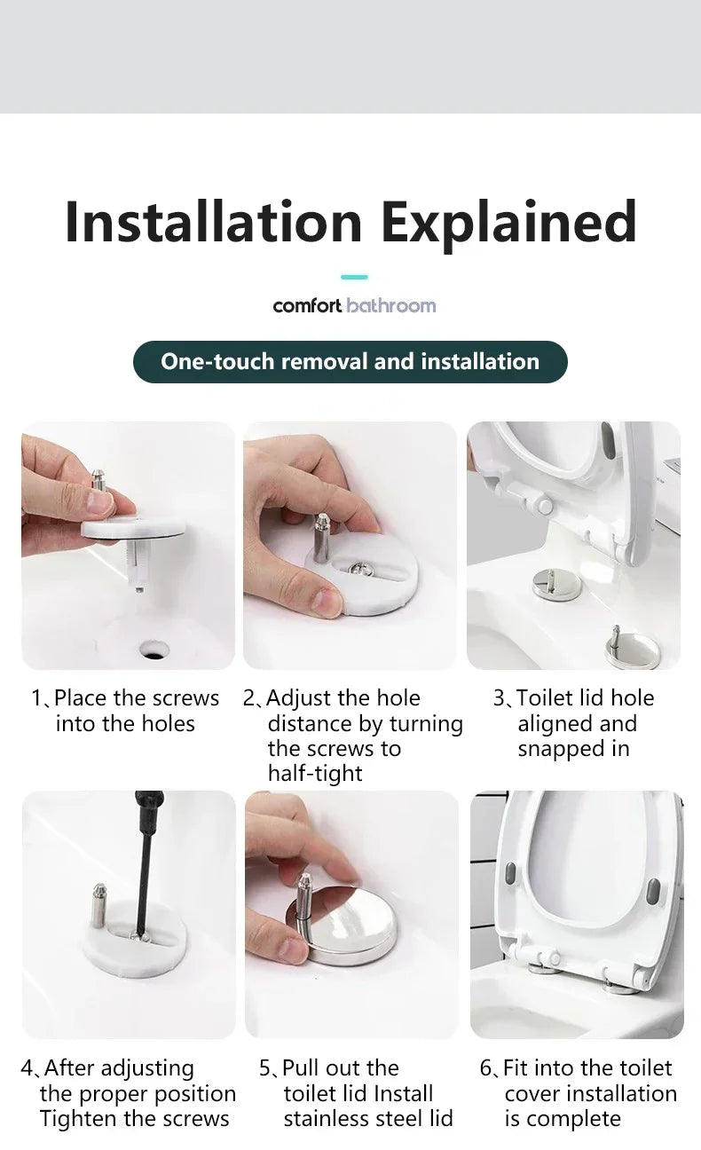 Household Toilet Seats Cover Toilet Accessories Seats Quiet-Close Toilet Lid Toilet Seats Countoured Seats Toilet Hardware