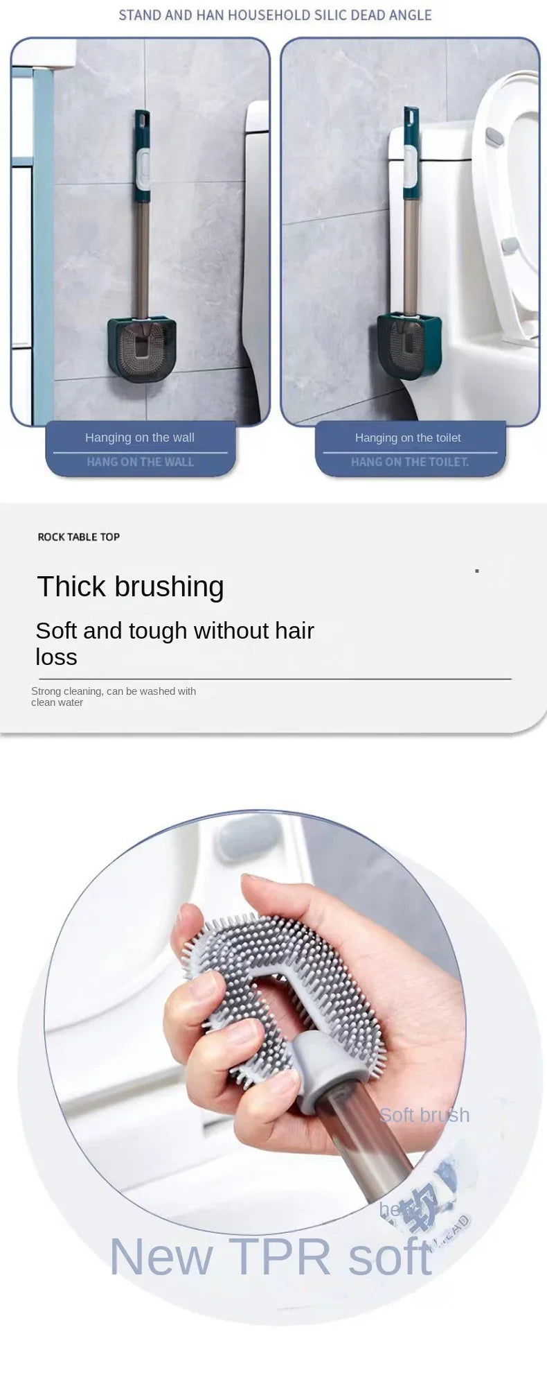 Soap Dispensing Toilet Brush with Holder TPR Silicone Long Handled Cleaning Brush Wc Toilet Brushes Bathroom Accessories