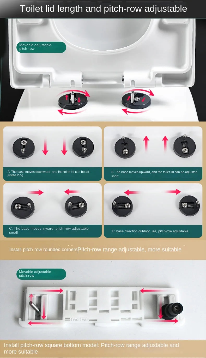 Resin Toilet Seat Cover Universal Old Thickened U-shaped Slow-Close    Smart