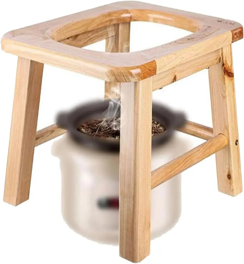 Wooden Steam Seat with Four Legs,Three-Dimensional Toilet,Yoni Steamer Chair,Bedside Commode Seat,Bathroom Anti-Skid Shower Sto