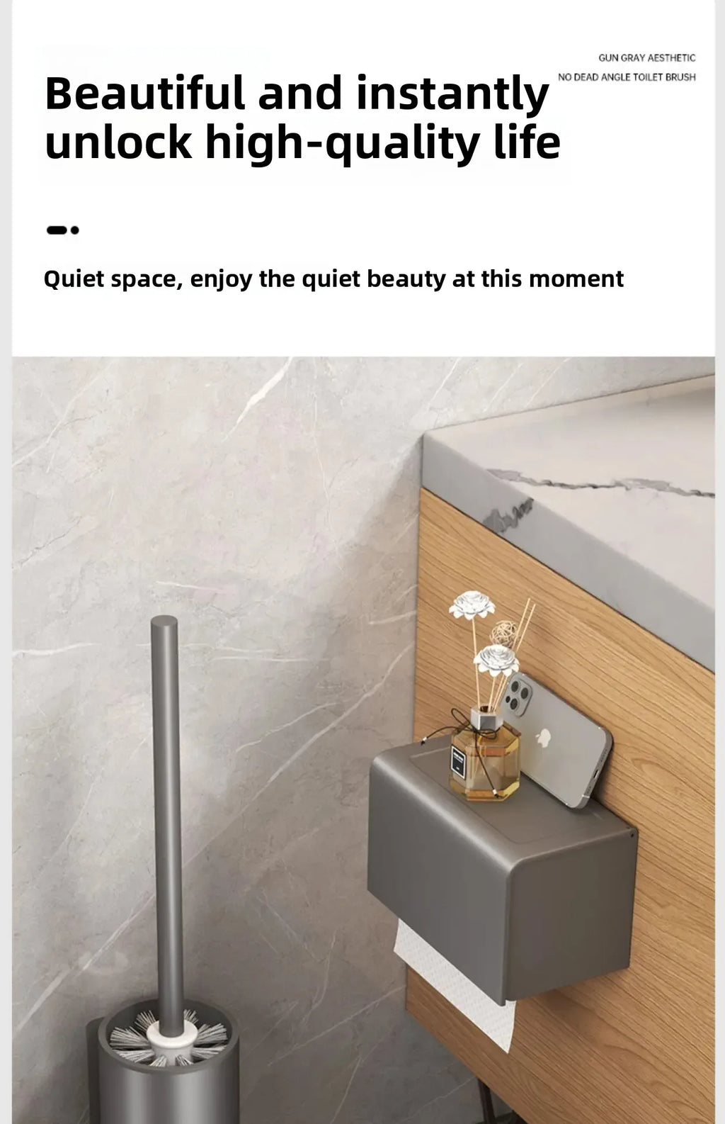 Space Aluminum Toilet Brush No Dead Angle Cleaning Wall Hanging Perforation-free Toilet Brush Escobilla Wc Toilet Cleaner Home