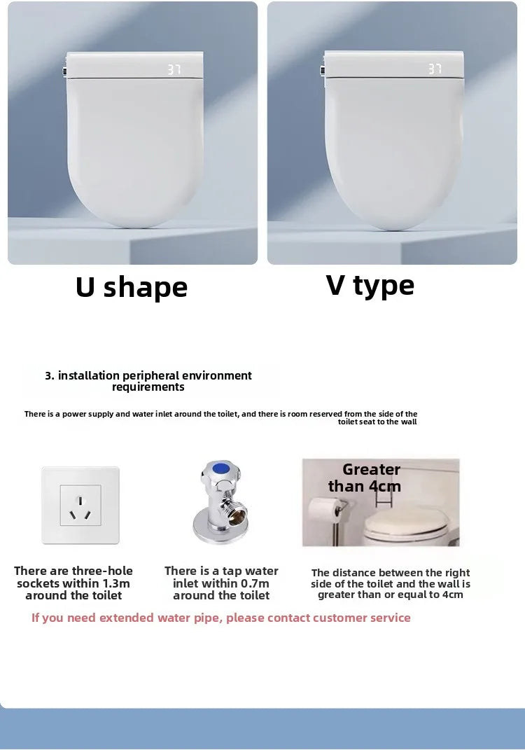 Auto Flip Smart Toilet Seat Cover with Constant Temperature Heating Multi Function Universal Bidet