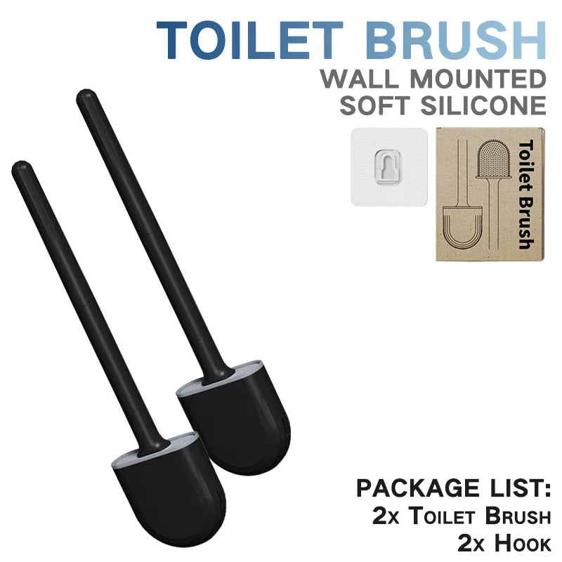 Toilet Brush Silicone Toilet Cleaning Brush Wall Mounted Toilet Cleaner Brooms Set Modern WC Kit Beauty Bathroom Accessories