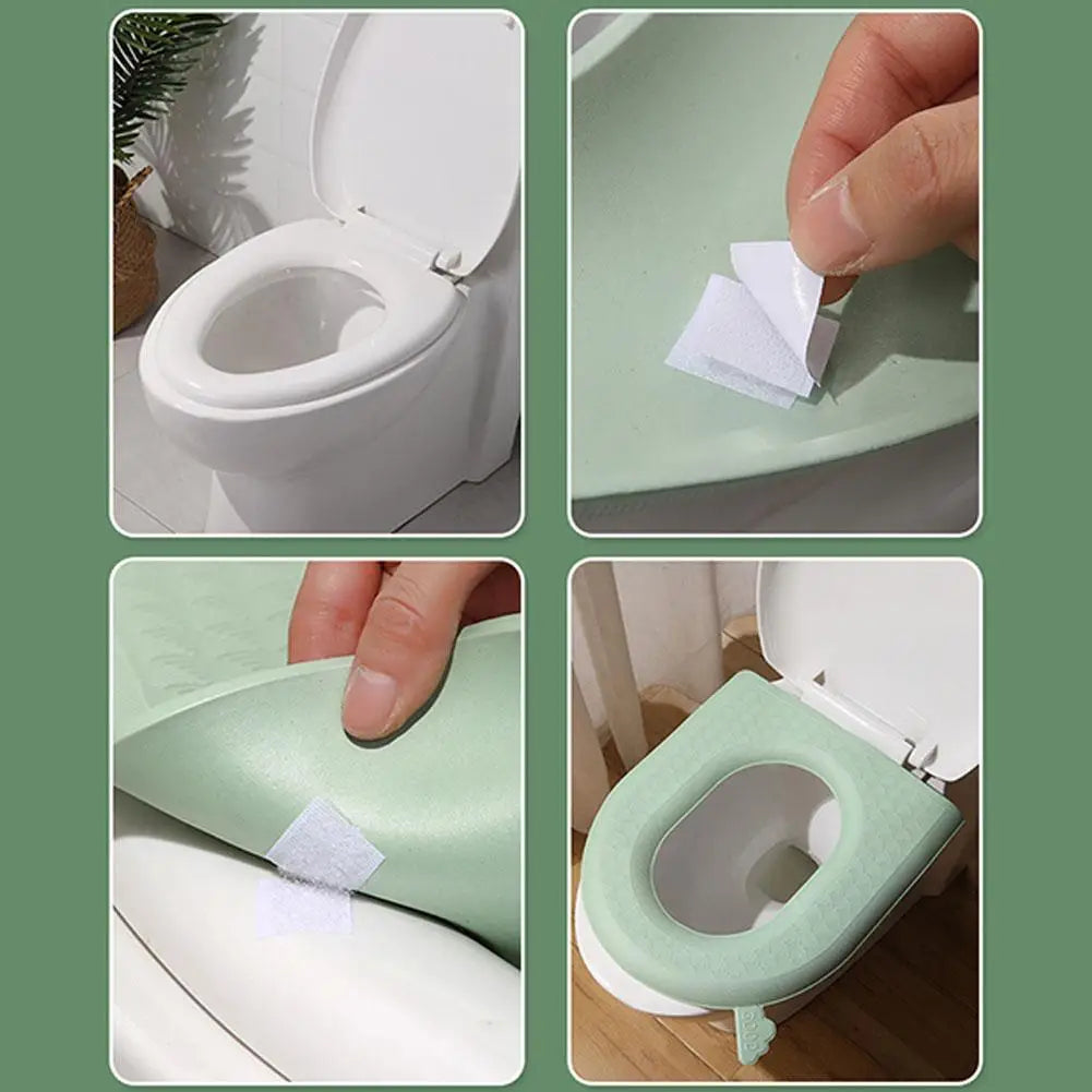 Toilet Seat Cover Soft Waterproof EVA Toilet Cushion Sticker Winter Warm Bathroom Close Stool Protector Bathroom Accessories
