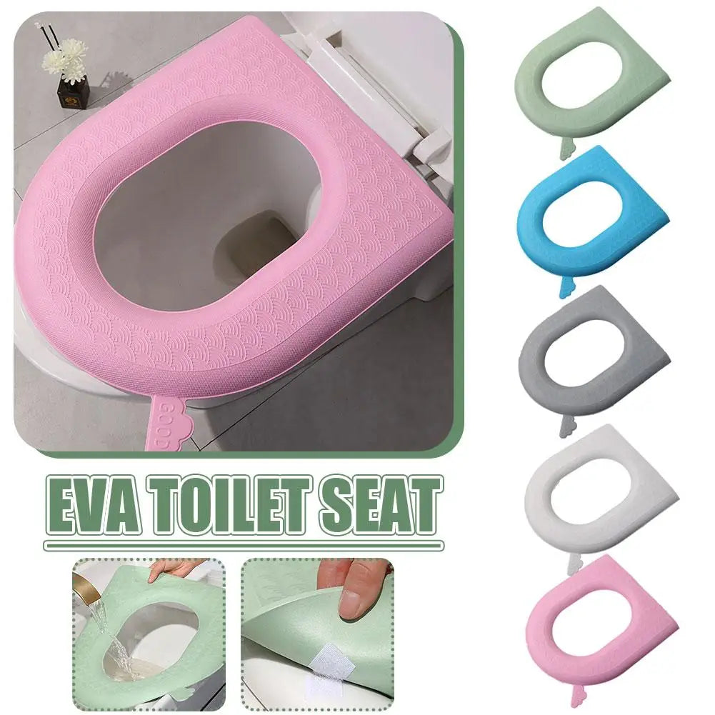 Toilet Seat Cover Soft Waterproof EVA Toilet Cushion Sticker Winter Warm Bathroom Close Stool Protector Bathroom Accessories