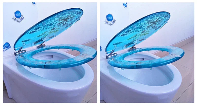 Beautiful Resin Toilet Seat Cover Stainless Steel Slow Down Toilet Cover Mute Thickened U/V/O Universal tapa de baño wc