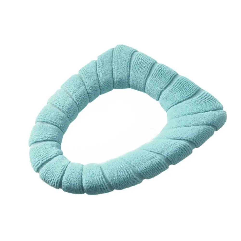 Winter Warm Toilet Seat Cover Closestool Mat 1Pcs Washable Bathroom Accessories Knitting Pure Color Soft O-shape Pad Toilet Seat