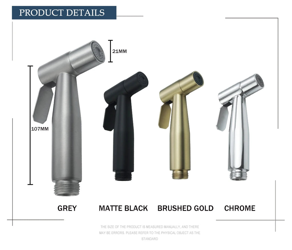 Brushed Gold Handheld Toilet Seat Bathtub Sprayer Stainless Steel Shower Handheld Spray Gun Wall-Mounted Bathroom Accessories