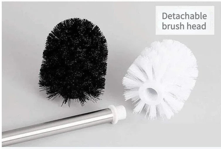 1/2pcs Japanese Minimalist Toilet Brush with Stainless Steel Handle Premium Brush Head for Bathroom Cleaning