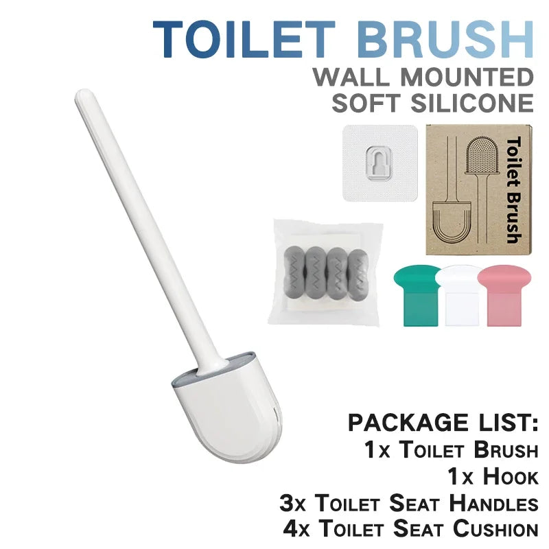 Toilet Brush Silicone Toilet Cleaning Brush Wall Mounted Toilet Cleaner Brooms Set Modern WC Kit Beauty Bathroom Accessories