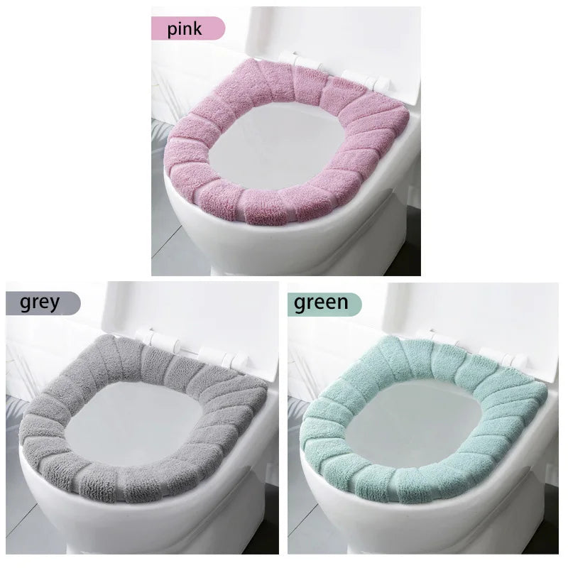1PC Warm Comfy Toilet Seat Cover Bathroom Toilet Seat Closestool Washable Soft Warmer Mat Cover Pad Cushion Tapa WC Mat F1128