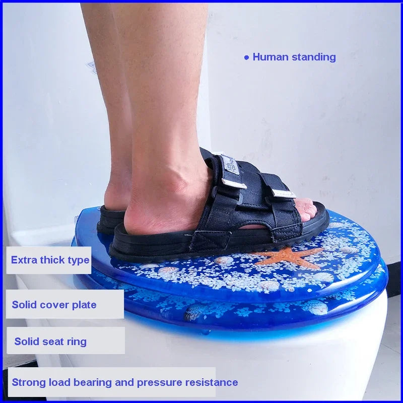 Beautiful Resin Toilet Seat Cover Stainless Steel Slow Down Toilet Cover Mute Thickened U/V/O Universal tapa de baño wc