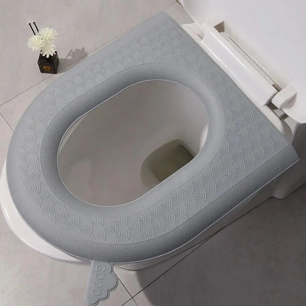 Toilet Seat Cover Soft Waterproof EVA Toilet Cushion Sticker Winter Warm Bathroom Close Stool Protector Bathroom Accessories