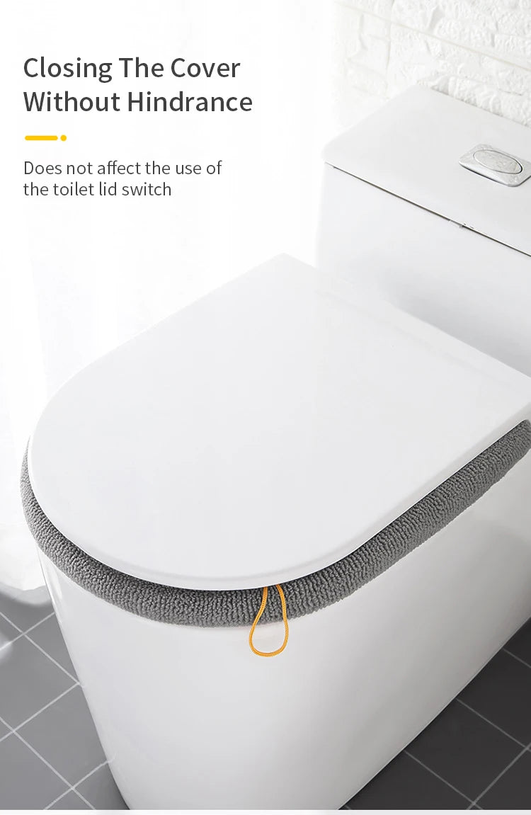 Winter Warm Toilet Seat Cover Mat Bathroom Toilet Pad Cushion with Handle Thicker Soft Washable Closestool Warmer Accessories