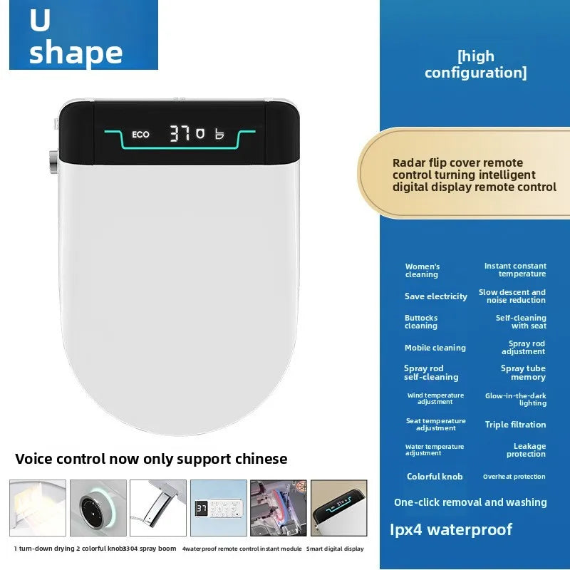 Smart Toilet Seat Cover Auto Flip Heating 110V 220V Bidet Dryer UV Shape for Home