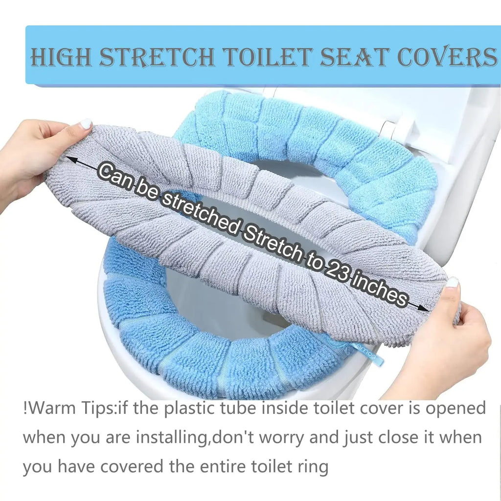 4/1 Pieces Toilet Seat Pad Toilet Seat Covers with Handle Soft Bathroom Toilet Lid Cover Cushion Thicker Stretchable Washable