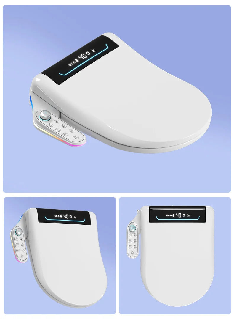 Smart Toilet Seat Cover with Instant Heating, Multi-function Wash, Foam Shield, Electric Bidet Lid for Household Bathroom