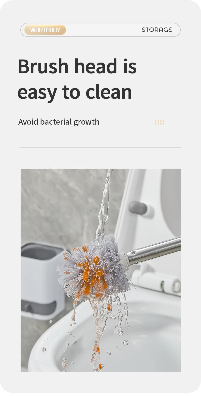 WORTHBUY Long Handle Plastic Toilet Brush With Drain Base Punch-Free Wall Mounted WC Toilet Cleaning Brush Bathroom Accessories