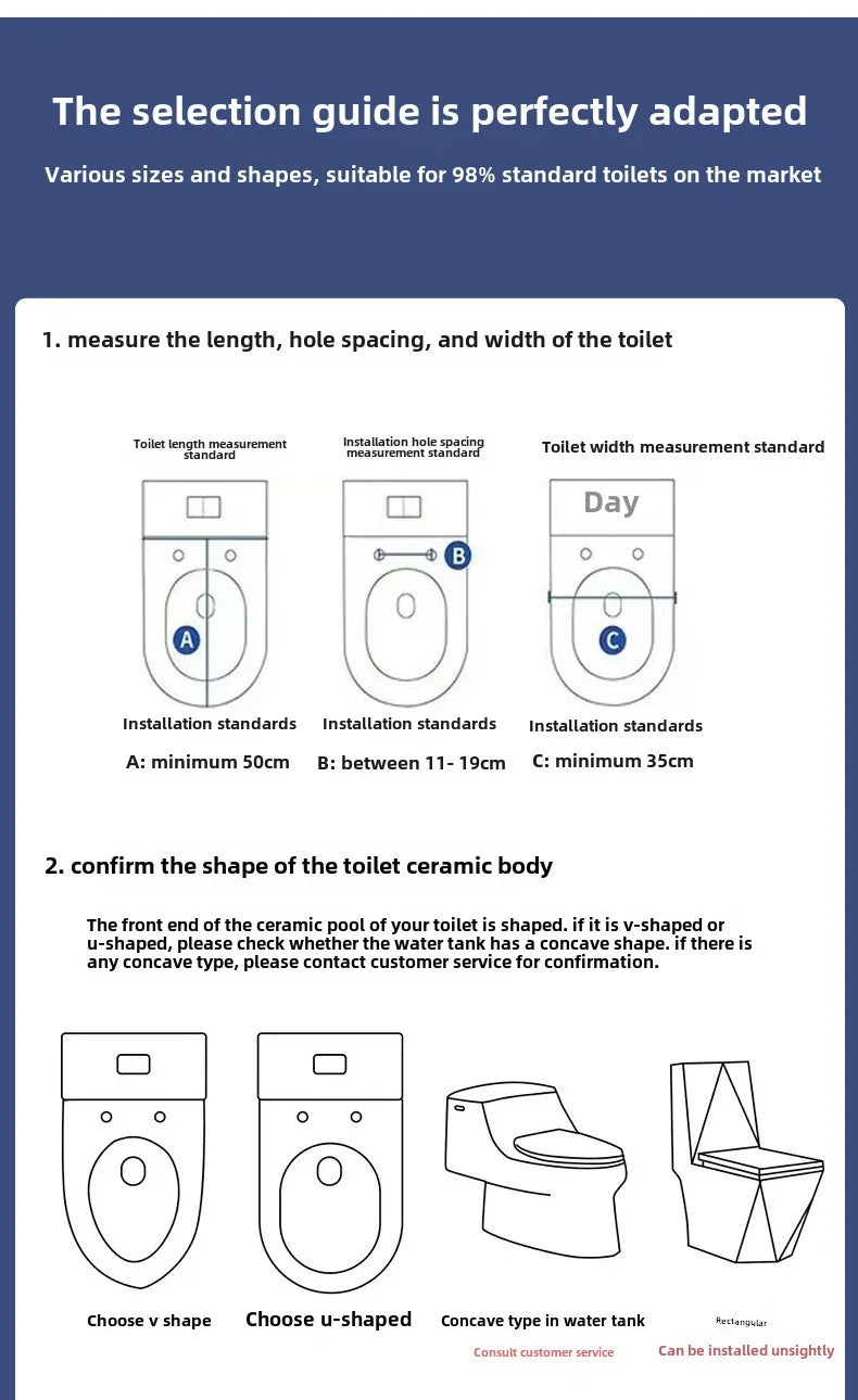 Smart Toilet Seat Cover with Instant Heating, Multi-function Wash, Foam Shield, Electric Bidet Lid for Household Bathroom