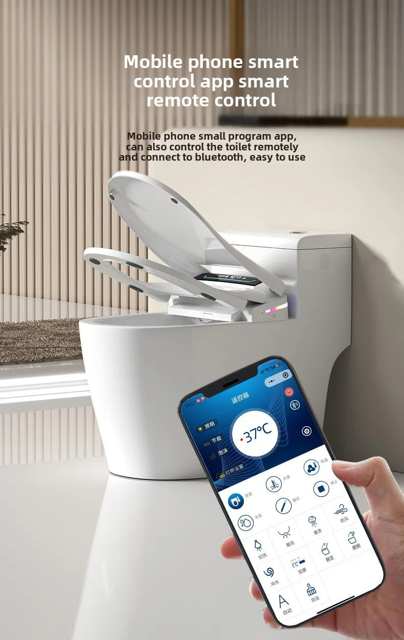 Smart Toilet Seat Cover with Instant Heating, Multi-function Wash, Foam Shield, Electric Bidet Lid for Household Bathroom