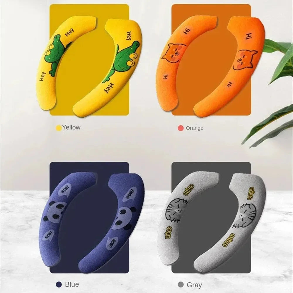 Cute Reusable Soft Thick Sticky Closes Tool Seat Mat 1 Pair Paste Toilet Seat Cover Cartoon Waterproof Bathroom Toilet Seat Pad