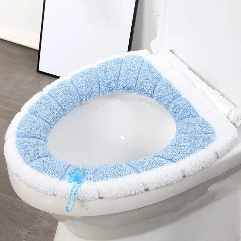 1PC Warm Comfy Toilet Seat Cover Bathroom Toilet Seat Closestool Washable Soft Warmer Mat Cover Pad Cushion Tapa WC Mat F1128