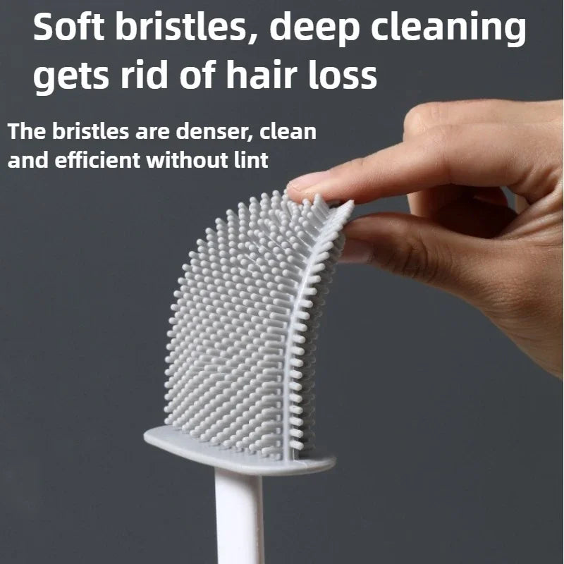 Hot Sale Gap Clean Toilet Brush with Detachable Handle Flat Head Flexible Soft Bristles Brush Water Leak Proof Cleaning Brushe