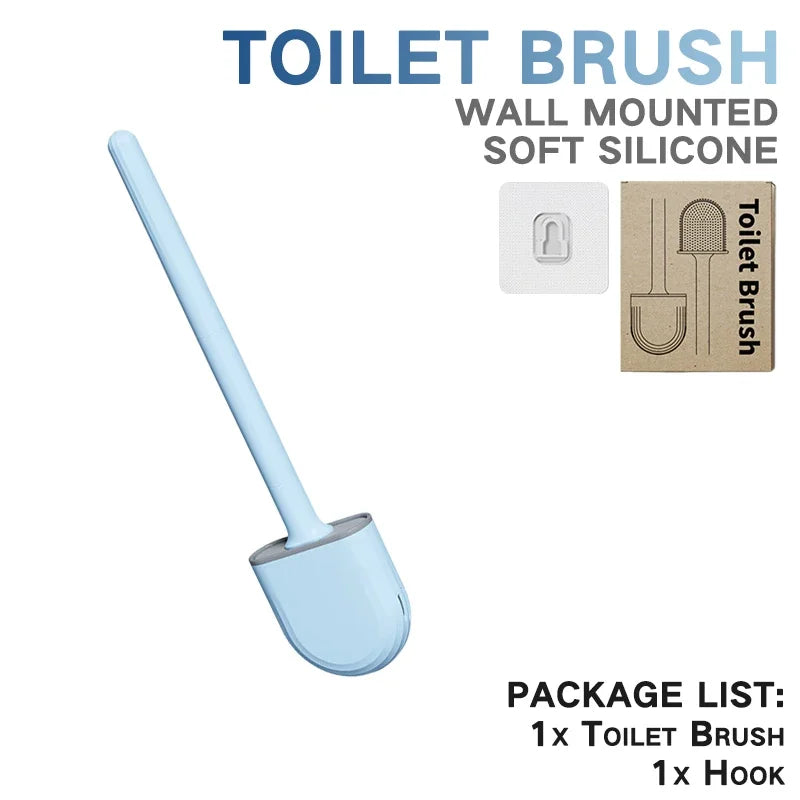 Toilet Brush Silicone Toilet Cleaning Brush Wall Mounted Toilet Cleaner Brooms Set Modern WC Kit Beauty Bathroom Accessories