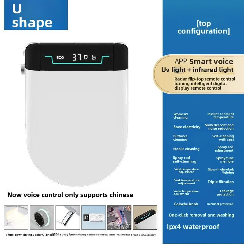 Smart Toilet Seat Cover Auto Flip Heating 110V 220V Bidet Dryer UV Shape for Home