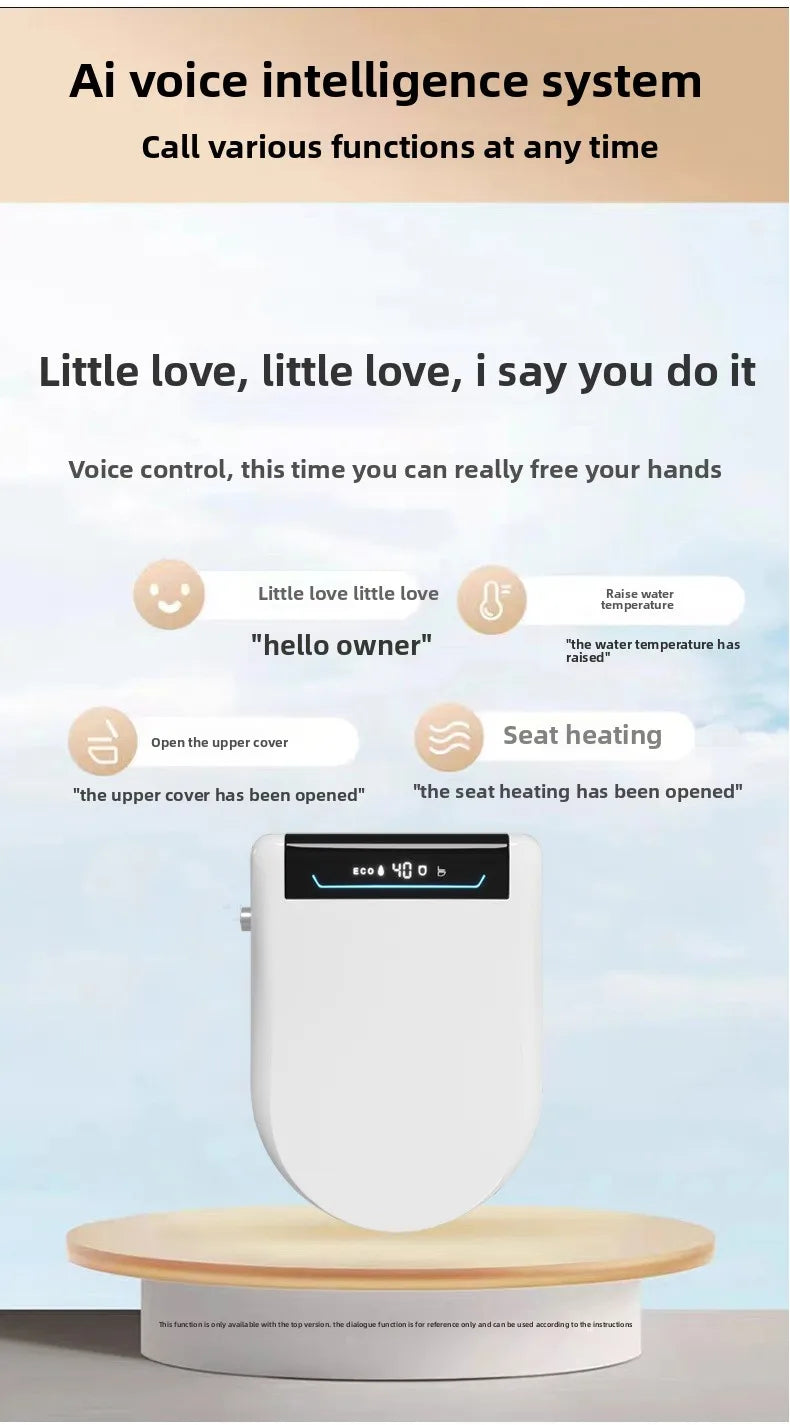 Smart Toilet Seat Cover with Aroma Automatic Flip Voice Control Remote Bidet Wash Dryer