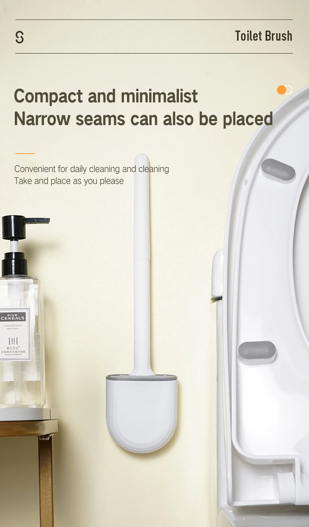 Toilet Brush Silicone Toilet Cleaning Brush Wall Mounted Toilet Cleaner Brooms Set Modern WC Kit Beauty Bathroom Accessories