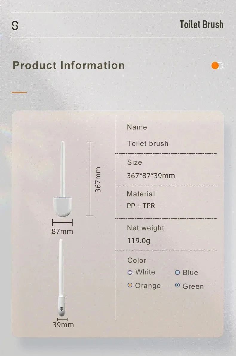 1Pcs Wall-mounted Soft Silicone Drain Toilet Brush With No Dead Ends Removable Handle To Save Space Toilet Cleaning Brush