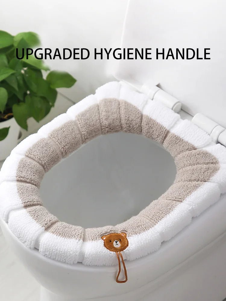 1PC Warm Comfy Toilet Seat Cover Bathroom Toilet Seat Closestool Washable Soft Warmer Mat Cover Pad Cushion Tapa WC Mat F1128