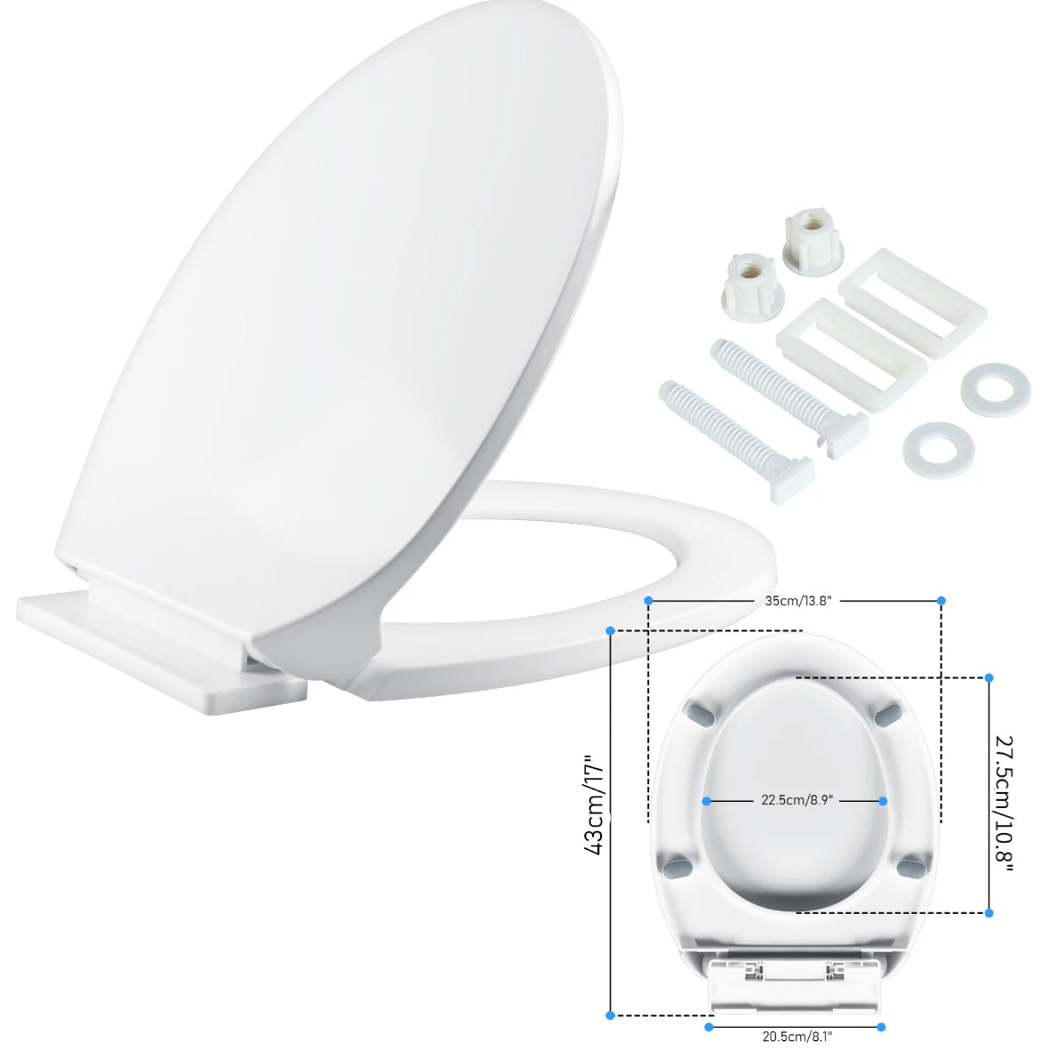 Square Slow-Close Toilet Seat Lid Cover Set Quick Release Thicken Replacement Universal Easy Installation For Home