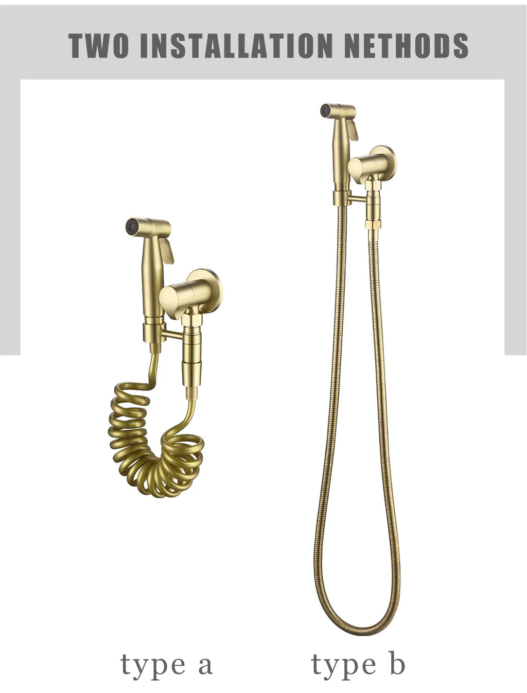 Brushed Gold Handheld Toilet Seat Bathtub Sprayer Stainless Steel Shower Handheld Spray Gun Wall-Mounted Bathroom Accessories