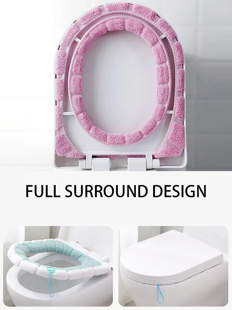 1PC Warm Comfy Toilet Seat Cover Bathroom Toilet Seat Closestool Washable Soft Warmer Mat Cover Pad Cushion Tapa WC Mat F1128