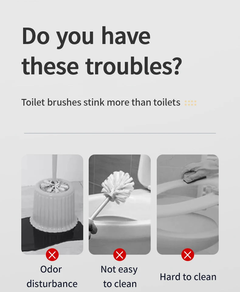 WORTHBUY Long Handle Plastic Toilet Brush With Drain Base Punch-Free Wall Mounted WC Toilet Cleaning Brush Bathroom Accessories