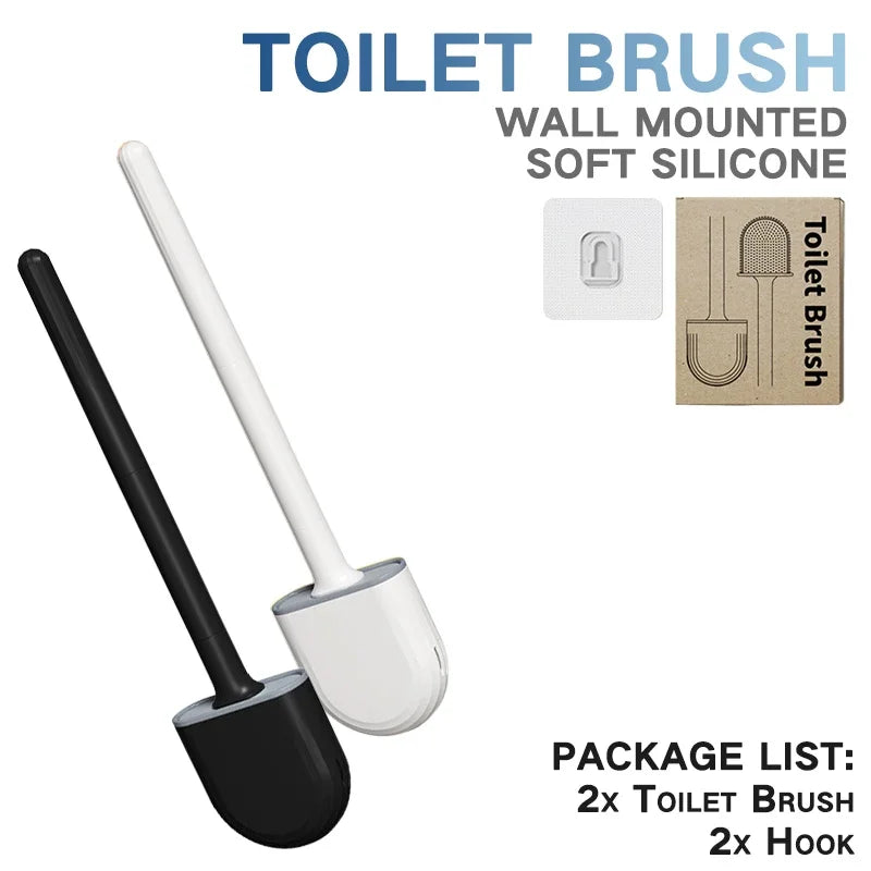 Toilet Brush Silicone Toilet Cleaning Brush Wall Mounted Toilet Cleaner Brooms Set Modern WC Kit Beauty Bathroom Accessories
