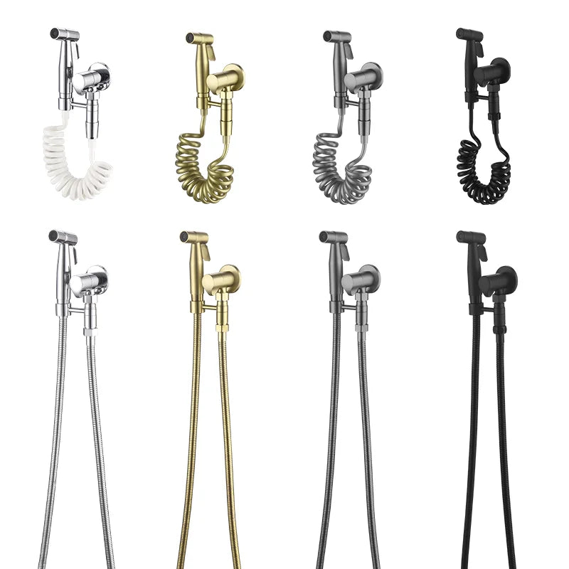 Brushed Gold Handheld Toilet Seat Bathtub Sprayer Stainless Steel Shower Handheld Spray Gun Wall-Mounted Bathroom Accessories