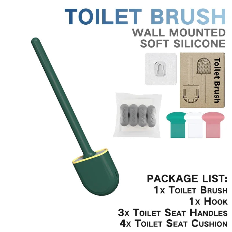 Toilet Brush Silicone Toilet Cleaning Brush Wall Mounted Toilet Cleaner Brooms Set Modern WC Kit Beauty Bathroom Accessories