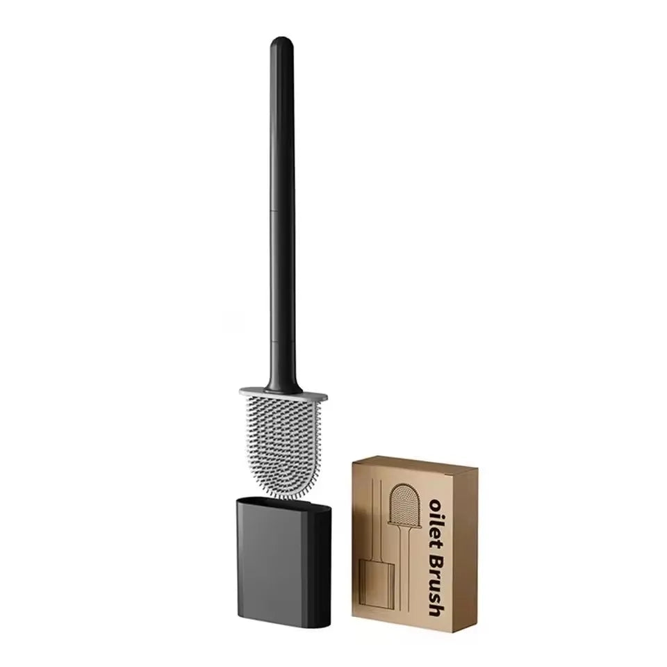 Silicone Toilet Brush With Holder Wall-Mounted Toilet Cleaning Brush Rubber Bristle Toilet Cleaner Brushes Bathroom Accessories