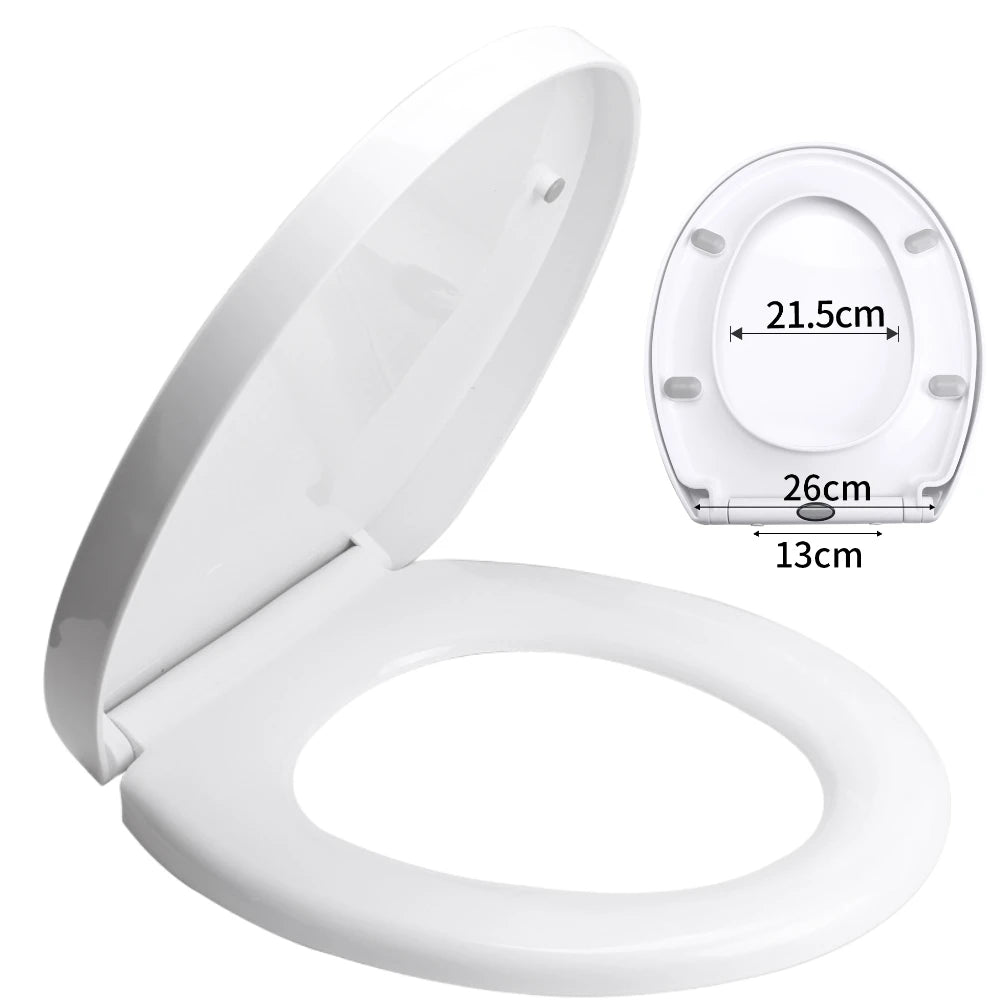 White Toilet Seat Soft Close Soft Close PP Toilet Seat Bottom and Top Fixing Quick Release for Easy Clean Sturdy Anti-Bacterial