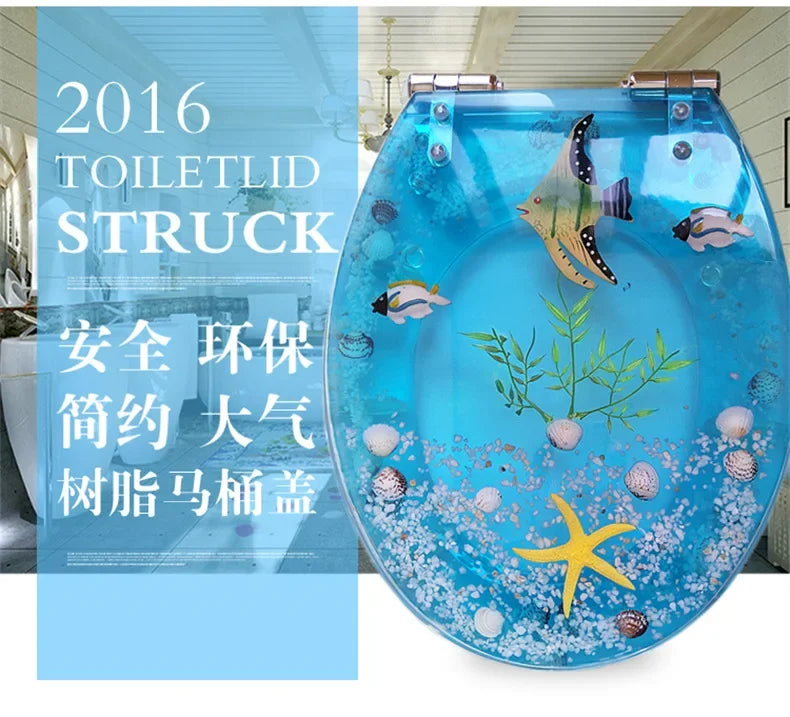 Beautiful Resin Toilet Seat Cover Stainless Steel Slow Down Toilet Cover Mute Thickened U/V/O Universal tapa de baño wc