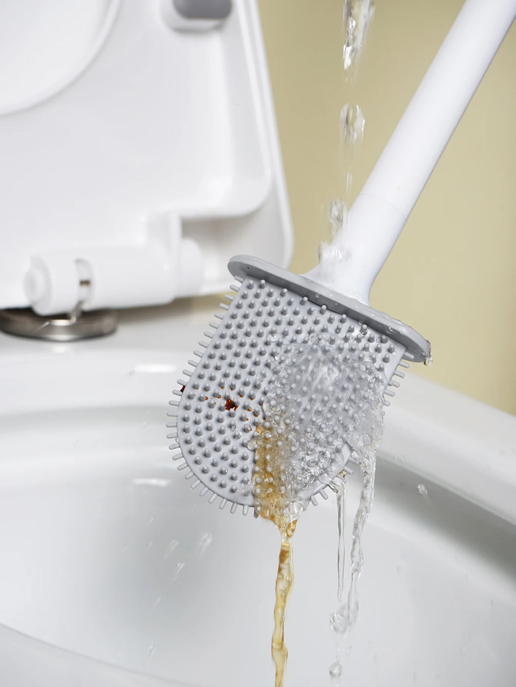 Black Silicone Toilet Brush with Long Handle Flexible Cleaner MINI Bathroom Brush Quick Drying Holder Bathroom Accessories