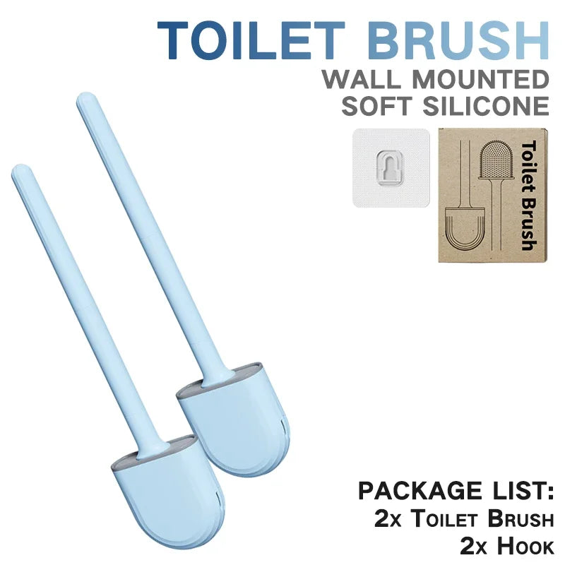 Toilet Brush Silicone Toilet Cleaning Brush Wall Mounted Toilet Cleaner Brooms Set Modern WC Kit Beauty Bathroom Accessories