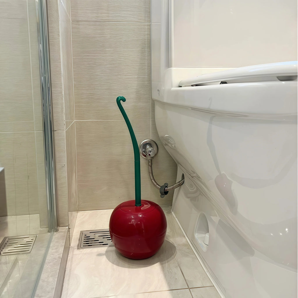 Hot Toilet Brushes, Toilet Holders, Bathroom Accessories, Creative and Cute Cherry Shaped Toilet Brush Holder Set Cleaning Tool